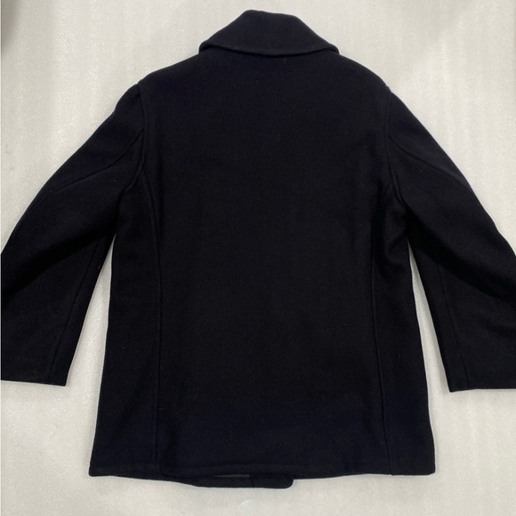 Vintage Men’s Heavy Wool Lined Pea Coat Double Breasted Brass/Plastic Buttons L - Picture 4 of 15